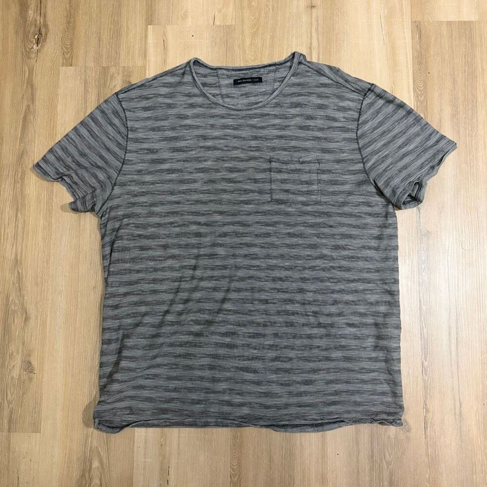 John Varvatos Men’s Black Gray Striped Shirt Sz XXL Luxury Casual 90s Grunge